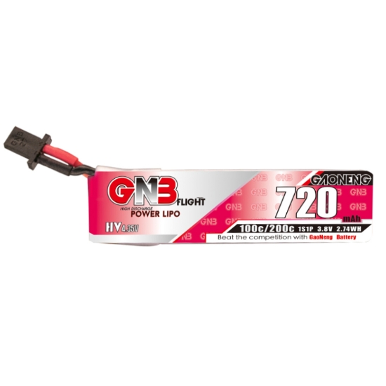 GNB 720mAh 1S 100C LiHV Battery (GNB27 Cabled)