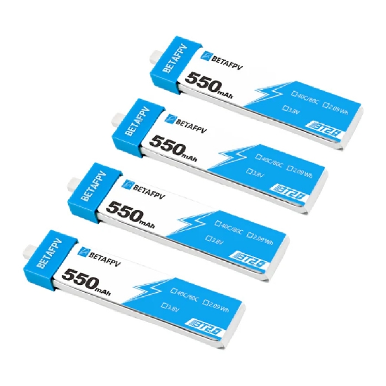 Picture of BetaFPV 550mAh 1S 40C LiHV Batteries (4pcs) (BT2.0)