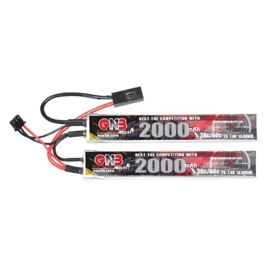 Picture of GNB 2000mAh 2S 30C AirSoft LiPo Battery Split (Mini Tamiya)