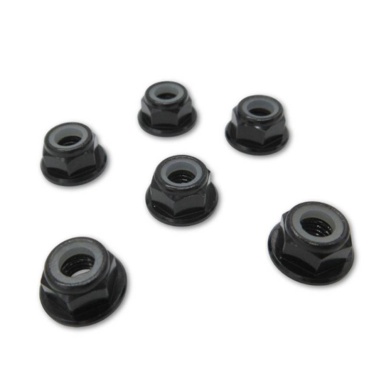 Picture of M5 Flanged Nylon Lock (Nyloc) Nuts (6pcs)
