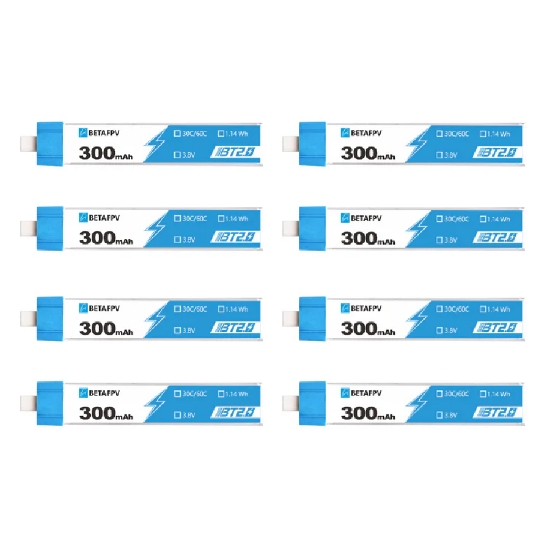 Picture of BetaFPV 300mAh 1S 30C LiHV Batteries (8pcs) (BT2.0)